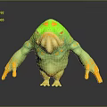 Character And Creature 3D Model With Green Body Yellow Spots Large Mouth Arms And Legs