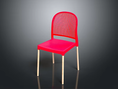 Red Modern Chair With Mesh Back Solid Red Seat And Light Colored Legs 3d model