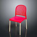 Red Modern Chair With Mesh Back Solid Red Seat And Light Colored Legs