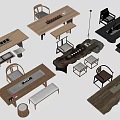 Chinese Tea Table and Chair Tea Table Tea Table Poor Table and Chair Combination 3d model
