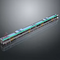 Modern Electric Train With Multiple Carriages Green And White Pantograph On Roof