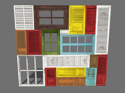 Retro Shutters Wall Modeling Dining Modeling Restaurant Wall Modeling model