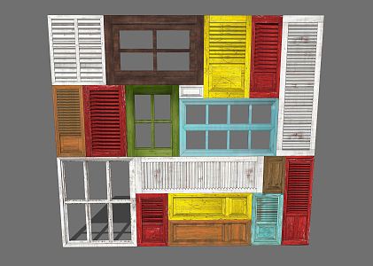 Retro Shutters Wall Modeling Dining Modeling Restaurant Wall Modeling 3d model