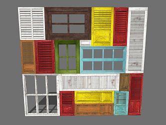 Retro Shutters Wall Modeling Dining Modeling Restaurant Wall Modeling 3d model