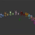 Animal Characters and Various Creatures Standing in Circle With Central Small Figure 3d model