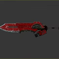 Red Mechanical Sword Featuring Sharp Blade And Metallic Design Elements