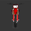 Red Dirt Bike Motorcycle On Display Stand With Black Wheels And White Accents