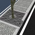 Urban Landscape Design Featuring Tree Pit With Wavy Grate And Paved Ground Alongside Roadside 3d model