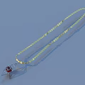 Elegant Necklace With Golden Chain And Diamond Shaped Red Gemstone Pendant
