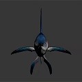 Swordfish With Long Bill And Blue Dorsal Fin On White Background