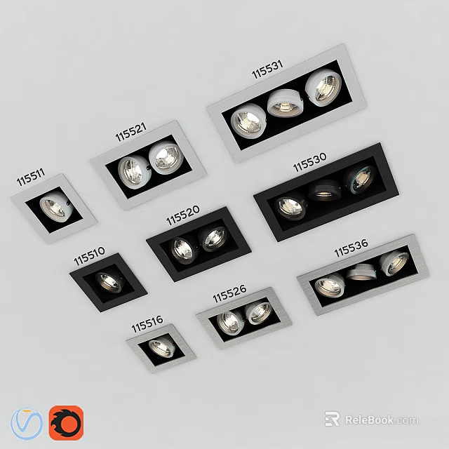 Modern LED Downlights and Spotlights with Various Styles for Interior Ceiling Lighting Design 3d model