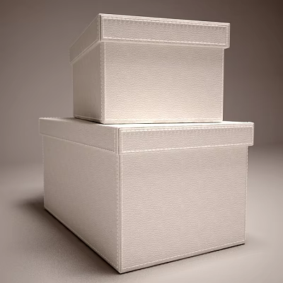 Two White Stackable Storage Boxes With Stitching Detail For Home Organization 3d model Two White Stackable Storage Boxes With Stitching Detail For Home Organization 3d model