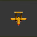 Yellow Seaplane Toy with Red Accents and Dual Propellers Design Model