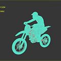 Pink Dirt Bike With Rider In Blue Outfit Pink Helmet On Dark Background