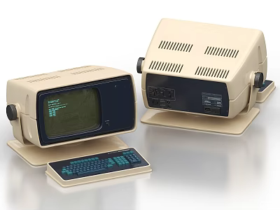 Vintage Computer Terminals With Display Screens And Keyboards For Early Computing 3d model