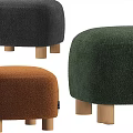 Cozy Brown Plush Ottoman With Sturdy Wooden Legs For Living Room
