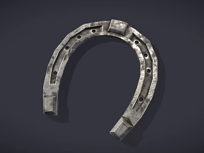 Vintage Metal Horseshoe With Rustic Design And Multiple Holes On Dark Background 3d model