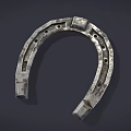 Vintage Metal Horseshoe With Rustic Design And Multiple Holes On Dark Background