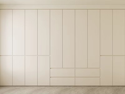 Modern Minimalist Wardrobe Interior Design With Panel Doors And Drawers In Light Neutral Tones 3d model