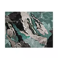 Modern Abstract Square Rug With Artistic Patterns And Pink Black Gray Tones