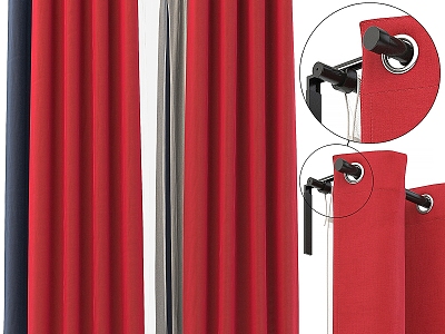 Curtain Fabric Curtain Solid Color Red 3d model