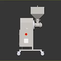 Beige Industrial Machine with Square Feeding Hopper Red Yellow Buttons and Wheels