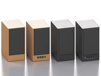 Modern Square Audio Speakers In Gold And Black Color With Sleek Design 3d model