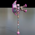 Ornate Pink Purple Hammer Weapon With Circular Patterns And Decorative Handle