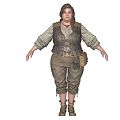 Adventurous Female Explorer In Leather Vest And Linen Shirt With Small Fox Companion