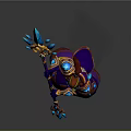 Game Fantasy Mage Character In Purple Blue Robe With Golden Headdress And Blue Crystal Staff