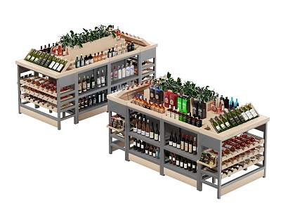 Wine supermarket wine shelves 3d model