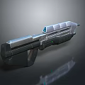 Sci-Fi Weapon Gun With Silver And Black Metallic Finish And Blue Glowing Component 3d model