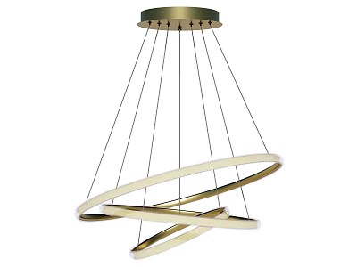 Modern Sleek Chandelier With Circular Rings And Golden Frame LED Design 3d model