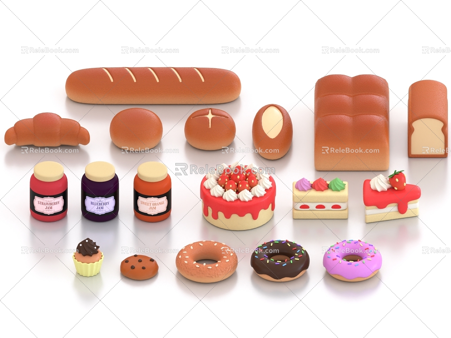 Cartoon Bread Cartoon Cake Cartoon Cake Cartoon Food model