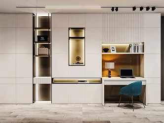 Modern Desk and Chair Decorative Cabinet Desk Cabinet Combination 3d model