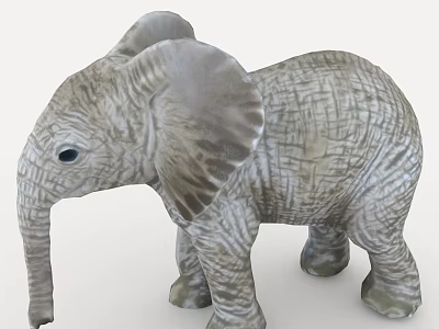 Cute Gray Elephant Toy With Textured Skin Large Ears And Trunk 3d model