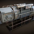 Industrial Machinery With Metal Structure Pipes Control Panel And Railing