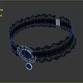 Elegant Black Lace Choker With Silver Decoration And Black Gem Pendant