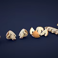 3D Rendered Vegetable Mushrooms Whole and Sliced Arranged on Dark Blue Background