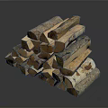 Stacked Natural Split Firewood Logs For Home Heating And Cooking Use