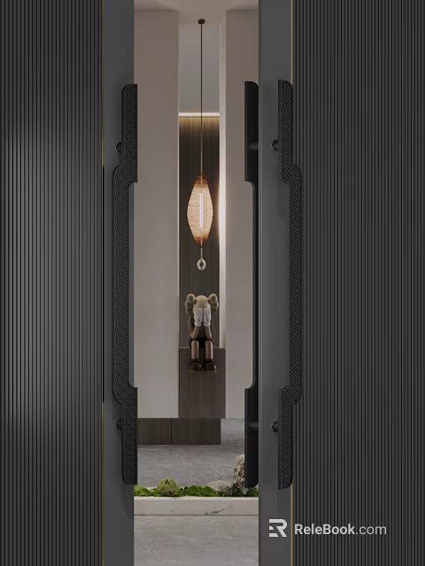 Modern Matte Black Door Handle With Sleek Minimalist Design For Interior Wooden Doors 3d model 
