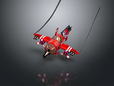 Red Helicopter Model With White Stripes And Detailed Wing Design Features 3d model