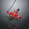 Red Helicopter Model With White Stripes And Detailed Wing Design Features