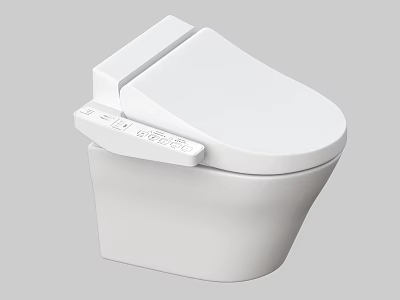 Modern White Smart Toilet With Sleek Design And Side Control Panel Features 3d model