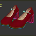 Red Patent Leather Mary Jane Heels With Block Heel And Ankle Strap