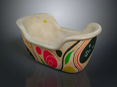 Children's Bathtub with Colorful Decorative Patterns and Curved Smooth Design 3d model