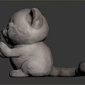 Cute White Kitten Plush Toy With Blue Eyes Sticking Out Tongue
