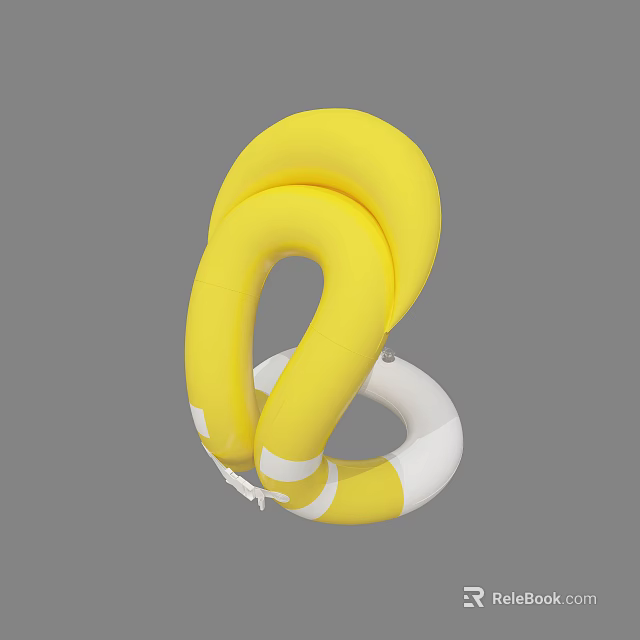 Yellow And White Inflatable Swim Rings Stacked For Summer Pool Use 3d model 