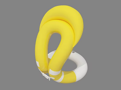 Yellow And White Inflatable Swim Rings Stacked For Summer Pool Use 3d model