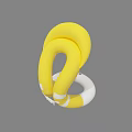 Yellow And White Inflatable Swim Rings Stacked For Summer Pool Use